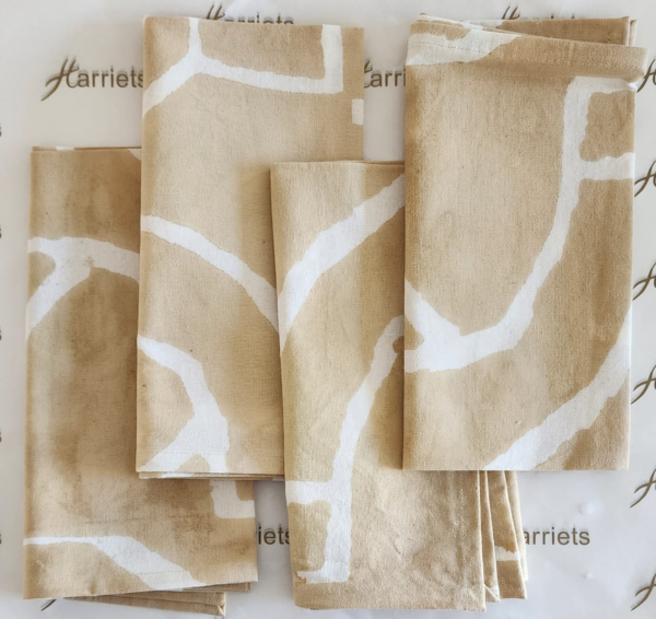 African Natural Napkins 40*40cm Set of 4 – 100% Indian Cotton Hand Block Printed