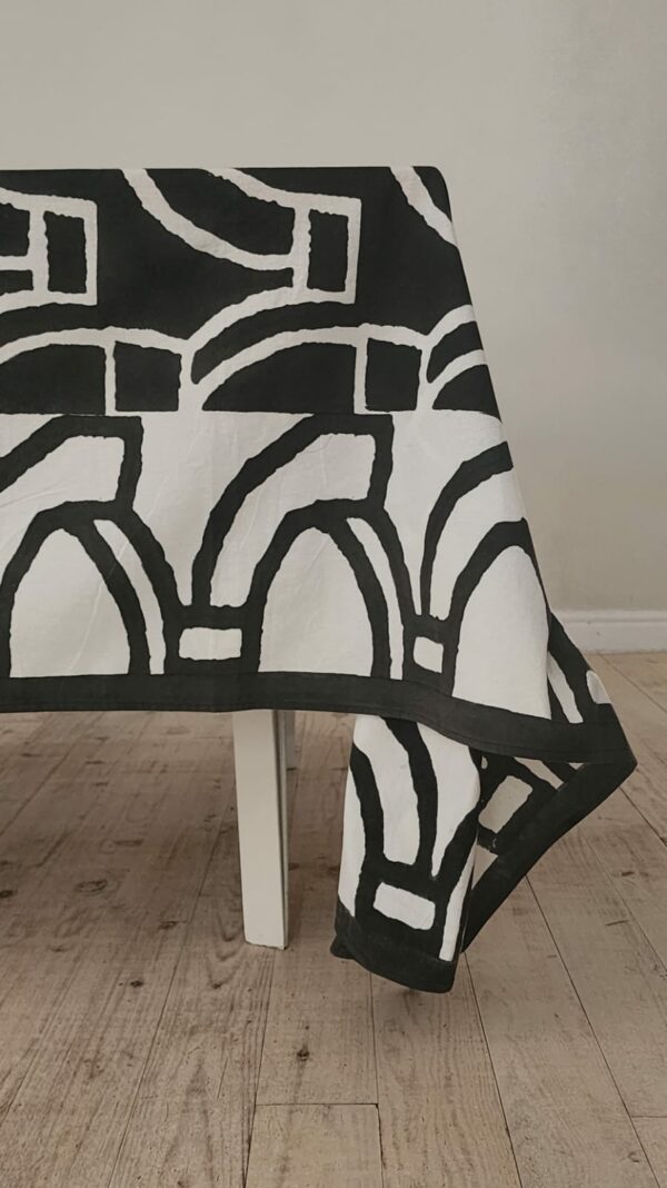 African Black Tablecloth – 100% Cotton Indian Hand Block Printed