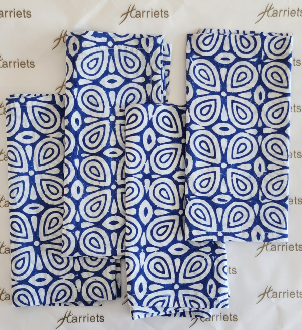 Blue Abstract Napkins 40*40 Set of 4 -100% Indian Cotton Hand Block Printed