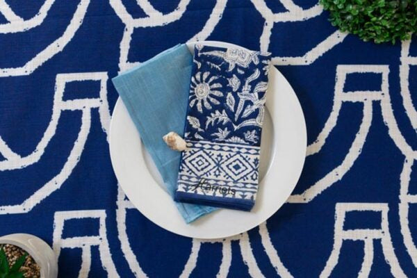 African Dance Blue Drip-Dry Tablecloth