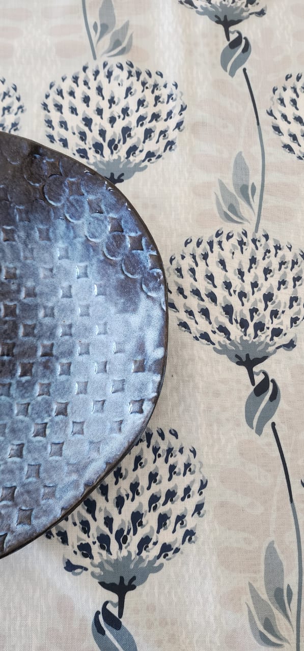 African Flower Blues Drip-Dry Tablecloth