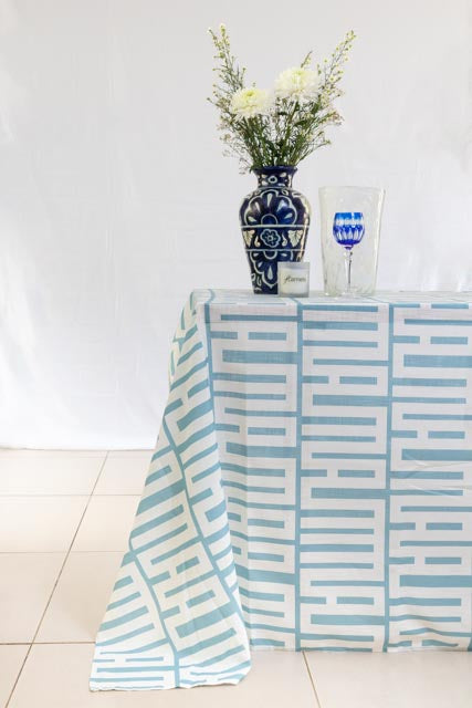 African Heartbeat Soft Blue Drip-Dry Tablecloth