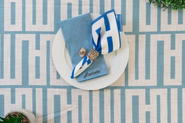 African Heartbeat Soft Blue Drip-Dry Tablecloth