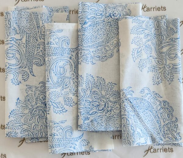 Blue Birds Napkin 40*40cm Set of 4 – 100% Indian Cotton Hand Block Printed