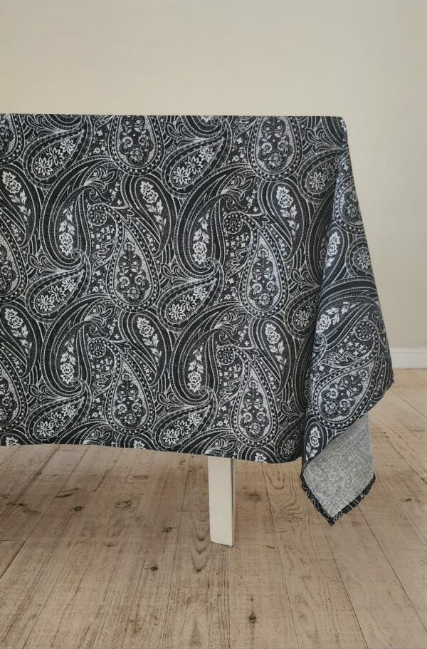 Paisley Black Drip-Dry Tablecloth