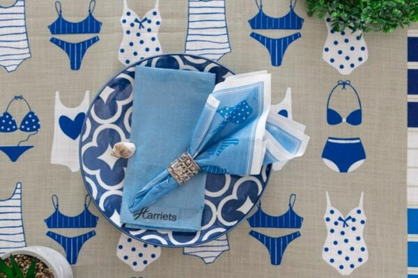 Summer Fun Drip-Dry Tablecloth Blue & Natural