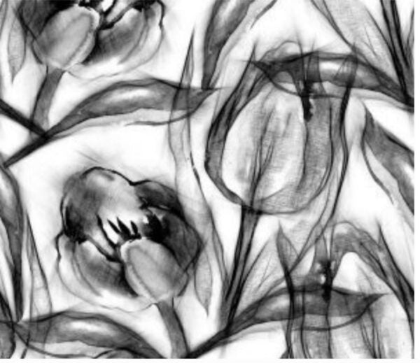 Tulip Charcoal Drip-Dry Tablecloth