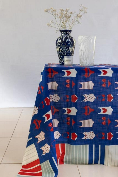 Summer Fun Drip-Dry Tablecloth Red & Blue
