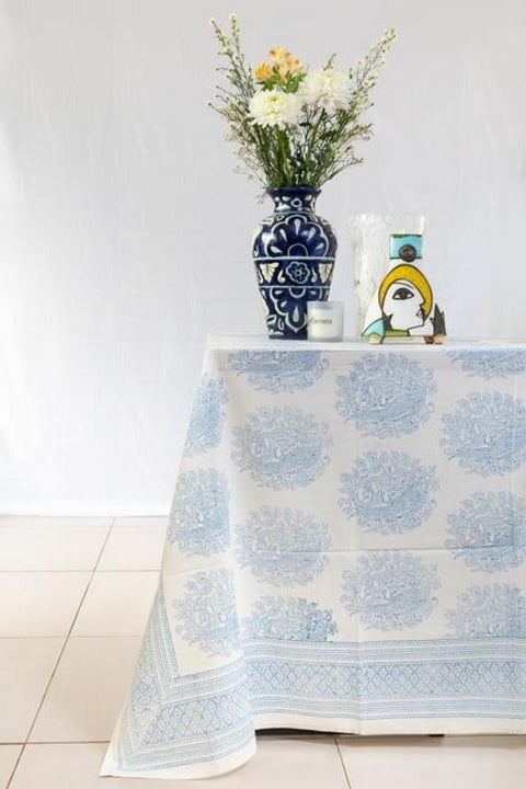 Blue Birds Tablecloth – 100% Cotton Indian Block Printed