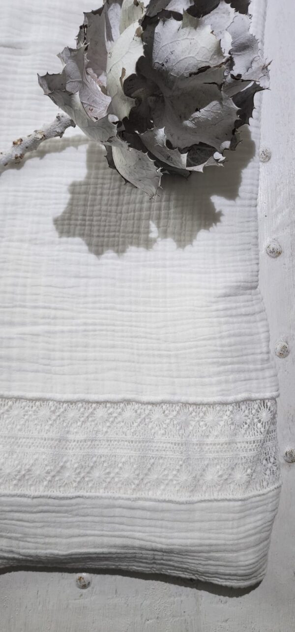 Muslin Throw with Lace White 150*220CM