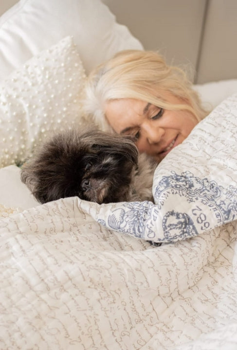 French Block Print Quilt Cotton Natural 220*240cm