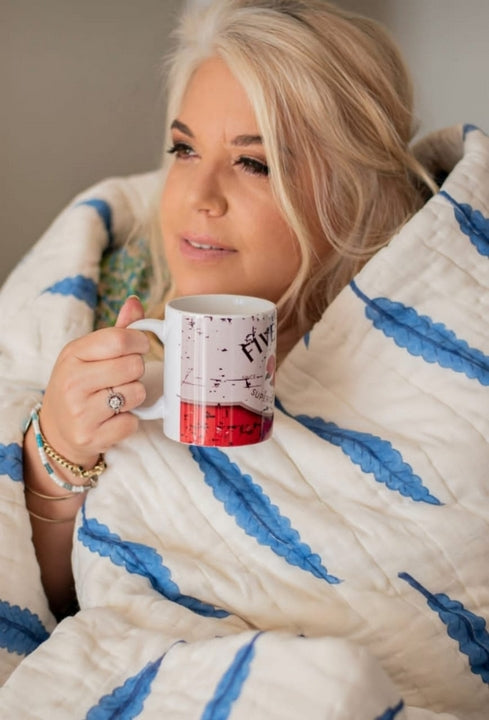 Blue Feather Quilt Large – 100% Indian Cotton Hand Block Printed