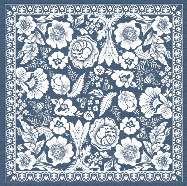 NATURAL FLOWER BLUE CUSHION COVER