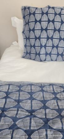 Banana Leaf Blue Small Quilt – 100% Indian Cotton Hand Block Printed