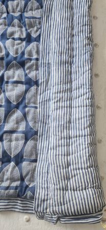 Banana Leaf Blue Small Quilt – 100% Indian Cotton Hand Block Printed