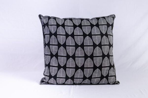 Banana Leaf Black Cushion Cover – 100% Indian Cotton Hand Block Printed