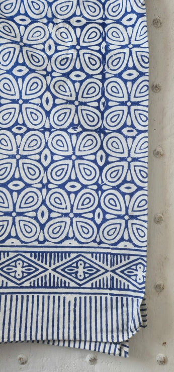 Blue Abstract Tablecloth 220 Round – 100% Cotton Indian Block Printed