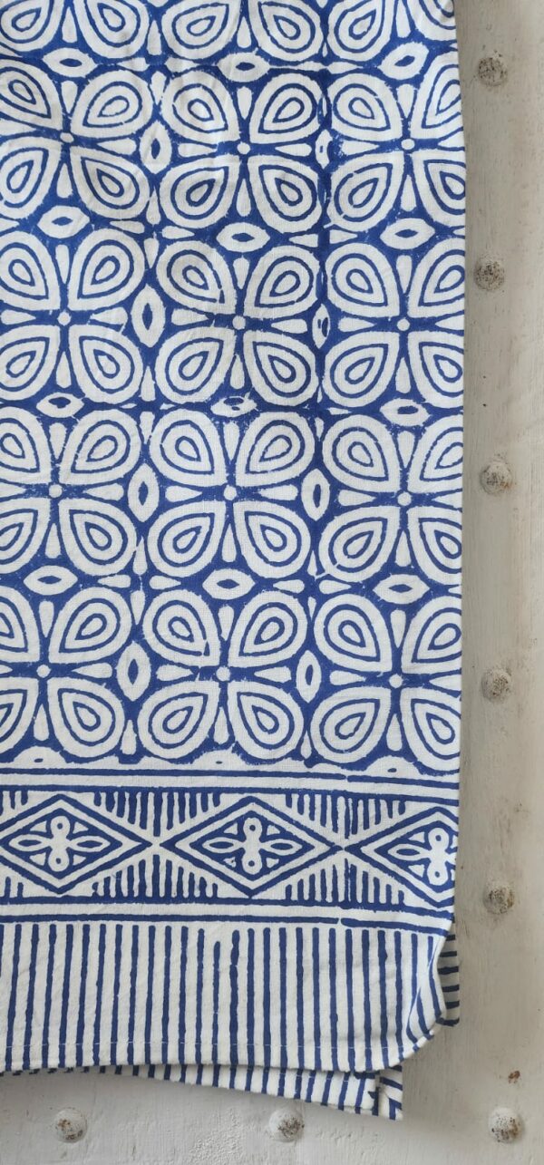 Blue Abstract Tablecloth 220 Round – 100% Cotton Indian Block Printed