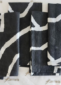 African Black Napkins 40*40cm Set of 4 – 100% Indian Cotton Hand Block Printed