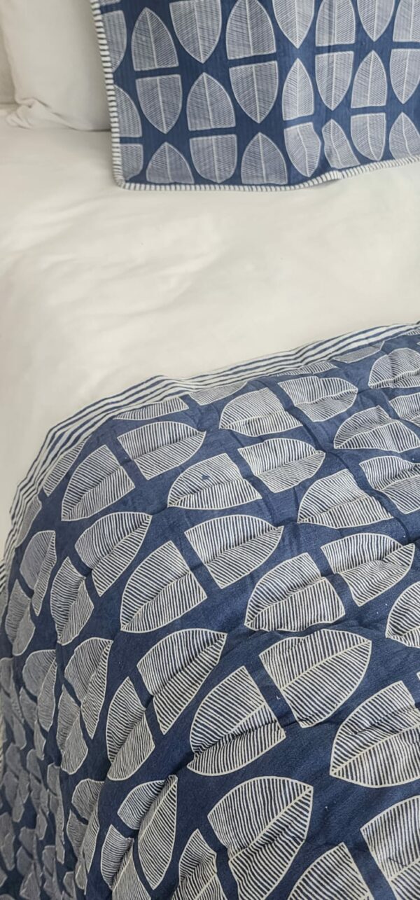 Banana Leaf Blue Large Quilt – 100% Indian Cotton Hand Block Printed