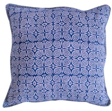 Blue Abstract Cushion Cover- 100% Indian Cotton Hand Block Printed