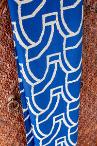 African Dance Blue Linen Feel Throw 140*170