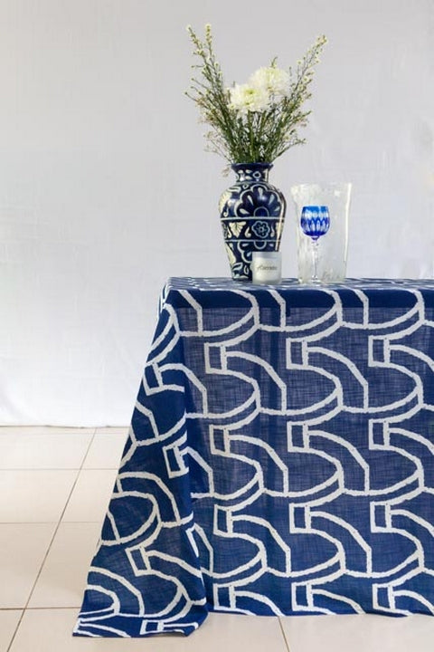 African Dance Blue Drip-Dry Tablecloth