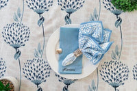 African Flower Blues Drip-Dry Tablecloth