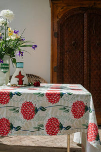 African Flower Red & Green Drip-Dry Tablecloth