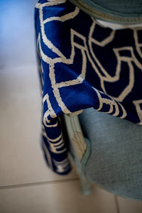 African Dance Blue Linen Feel Throw 140*170
