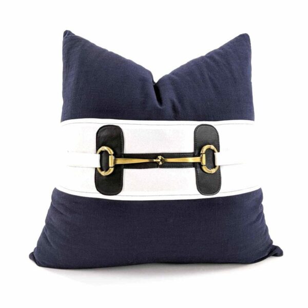 LINEN SASH NAVY WITH METAL HORSE BIT