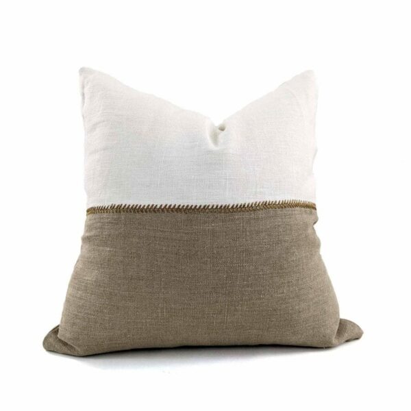 NATURAL LINEN AND WHITE STITCHED