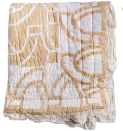 African Natural Small Quilt– 100% Indian Cotton Hand Block Printed