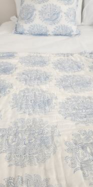 Blue Birds Quilt Small- 100% Indian Cotton Hand Block Printed