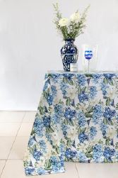 Blue Blossoms Drip-Dry Tablecloth
