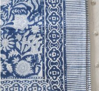 Blue Flower Tablecloth – 100% Cotton Indian Block Printed