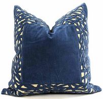 Fine Cut Out Blue Velvet Cushion